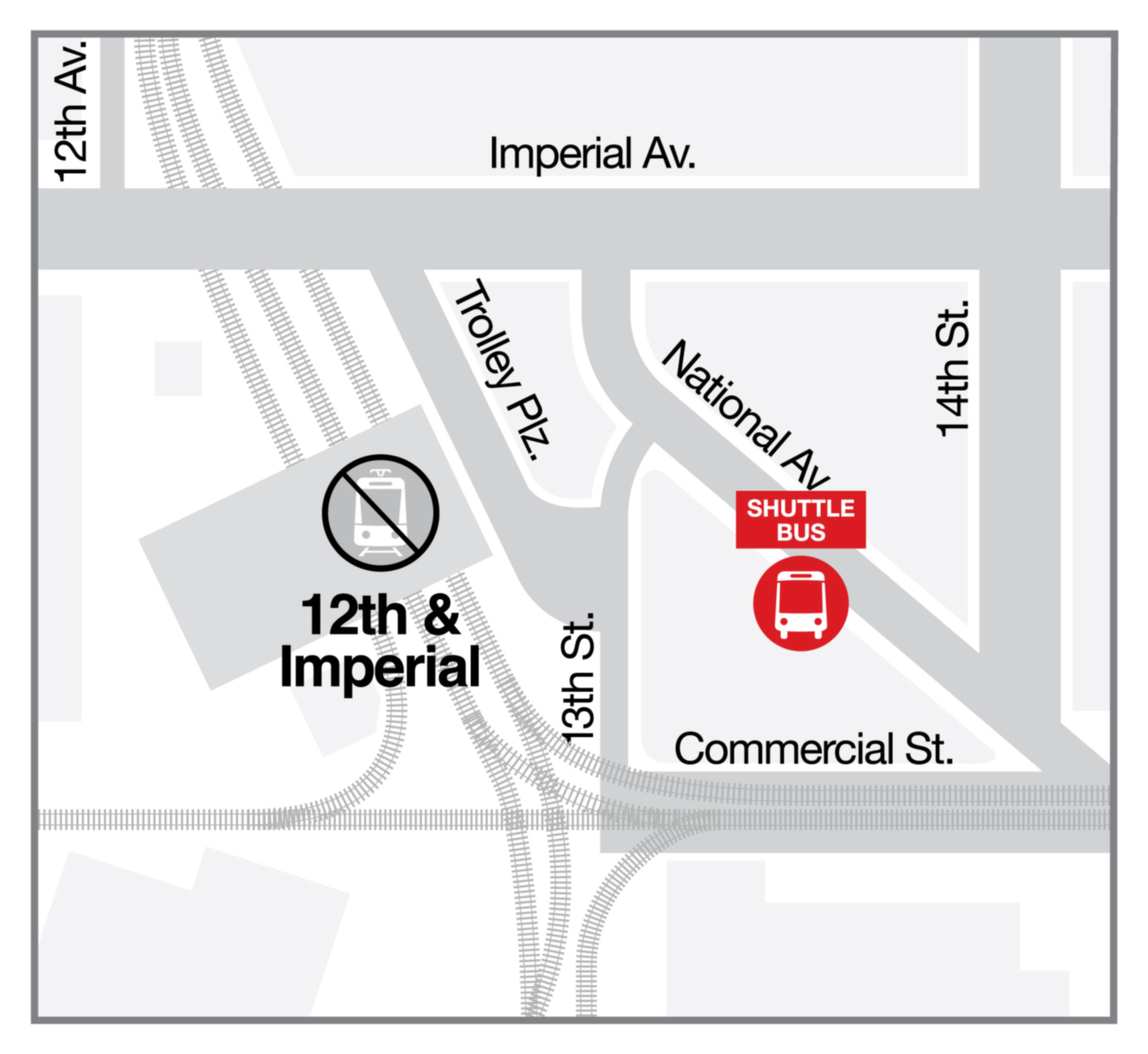 Bus Service Map at 12th and Imperial Transit Center - pick up at National Av and Commercial Street