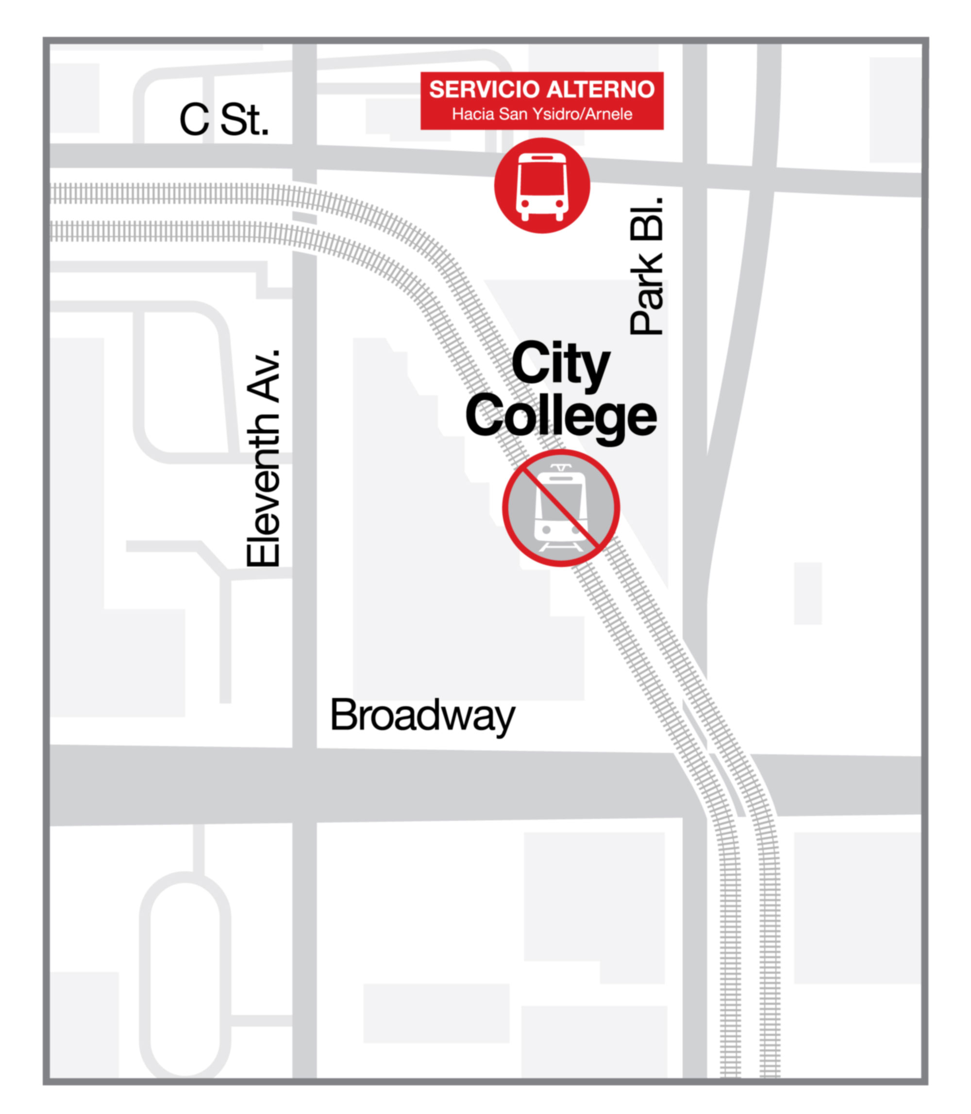 City College - Mapa de paradas de autobús