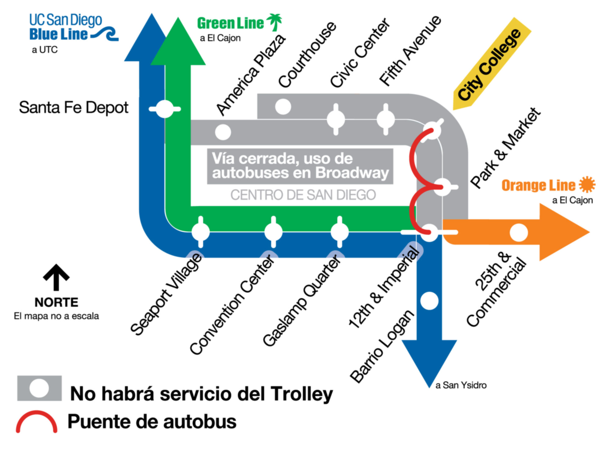 Track Closures Downtown Map