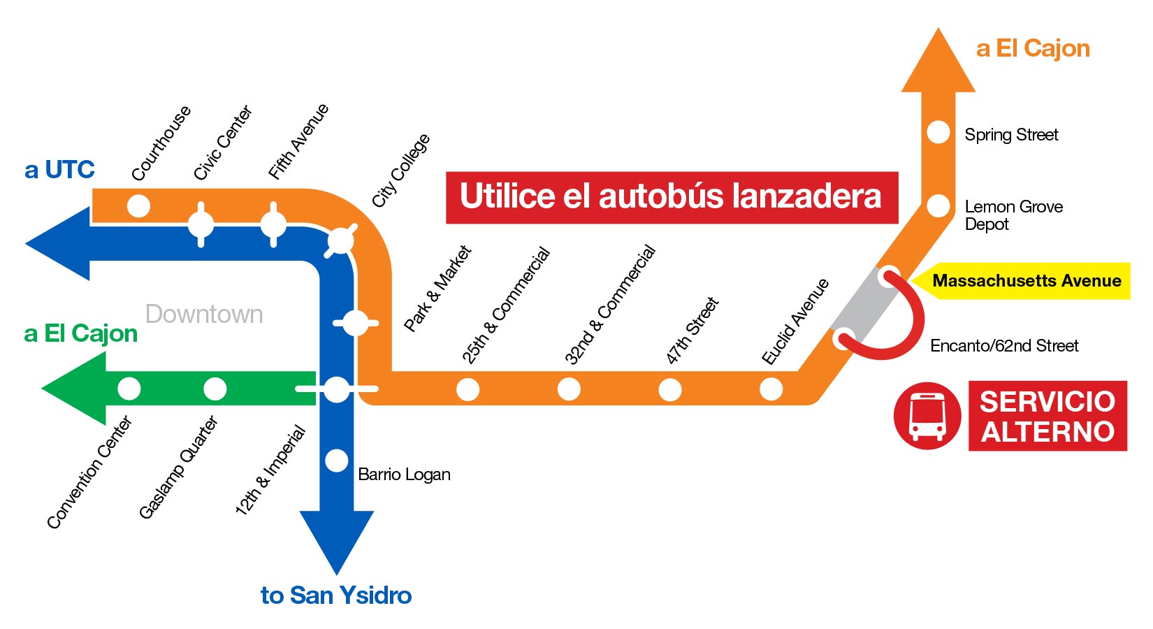 El Cajon/62nd Street and Massachusetts Avenue Closure Map