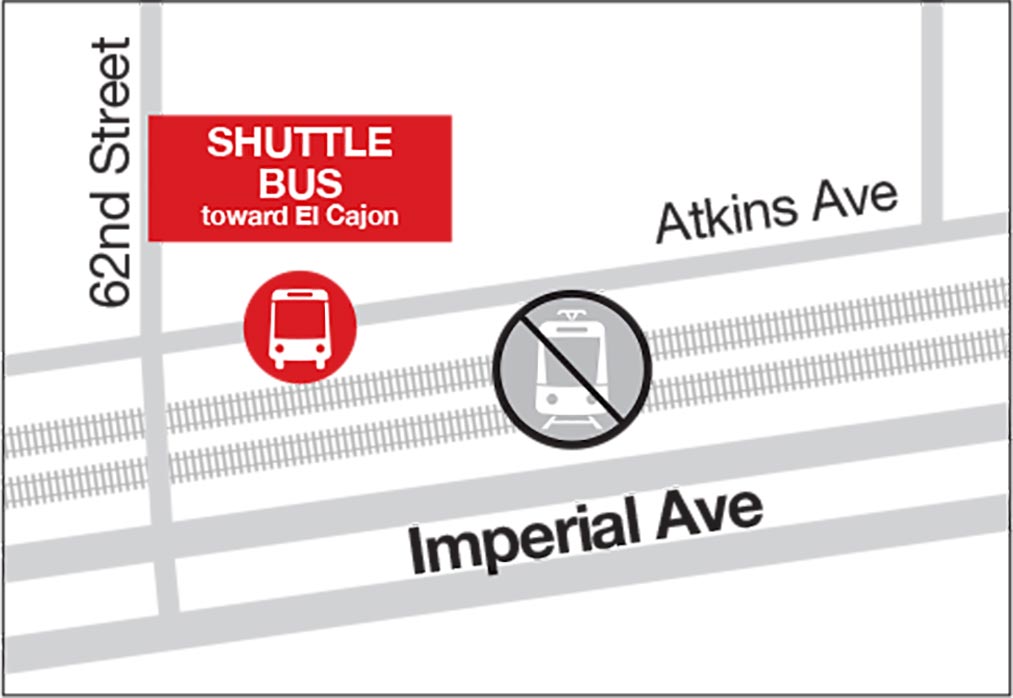 Shuttle Bus Map at Encanto/62nd Street