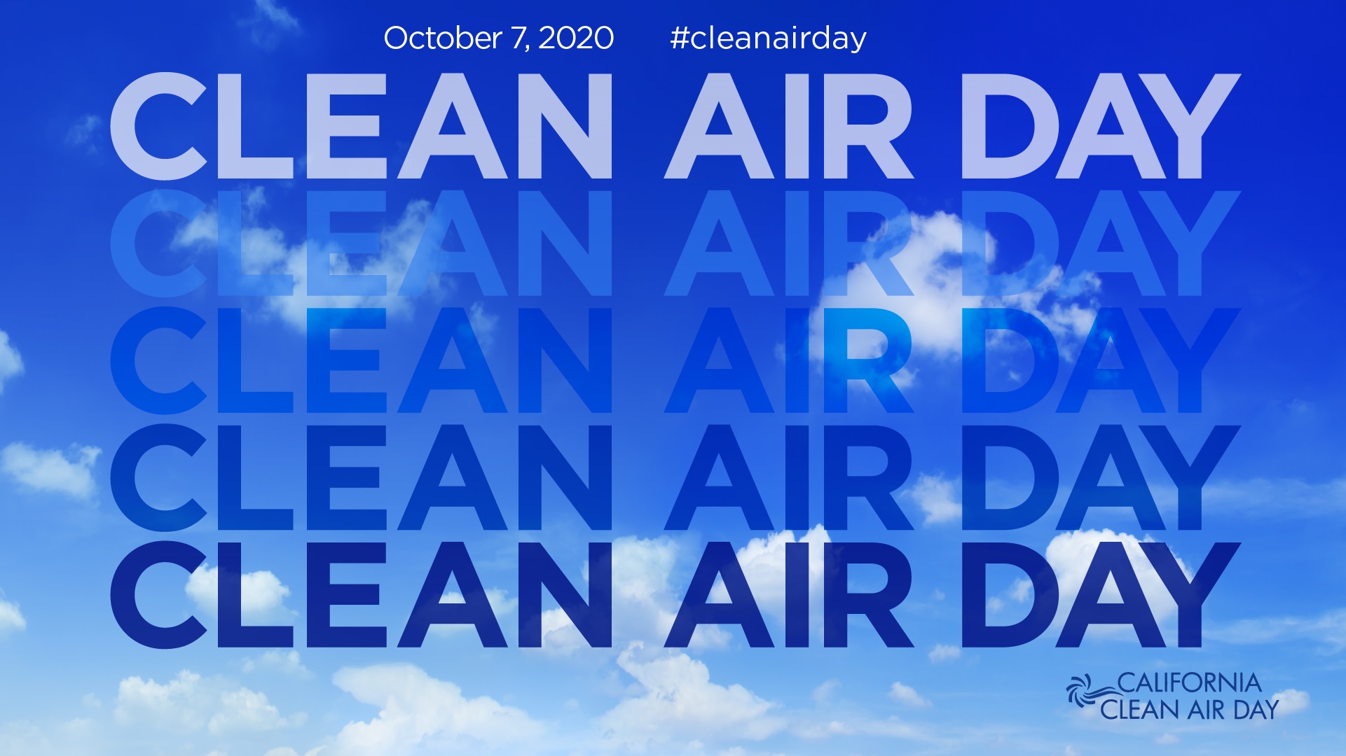 Clouds with repeated 'Clean Air Day' text, October 7