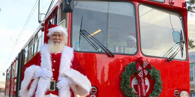 Santa with the Holly Jolly Vintage Trolley