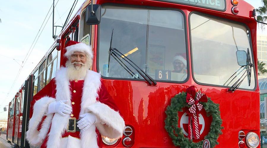 Santa with the Holly Jolly Vintage Trolley