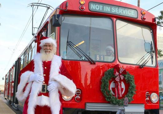 Santa with the Holly Jolly Vintage Trolley